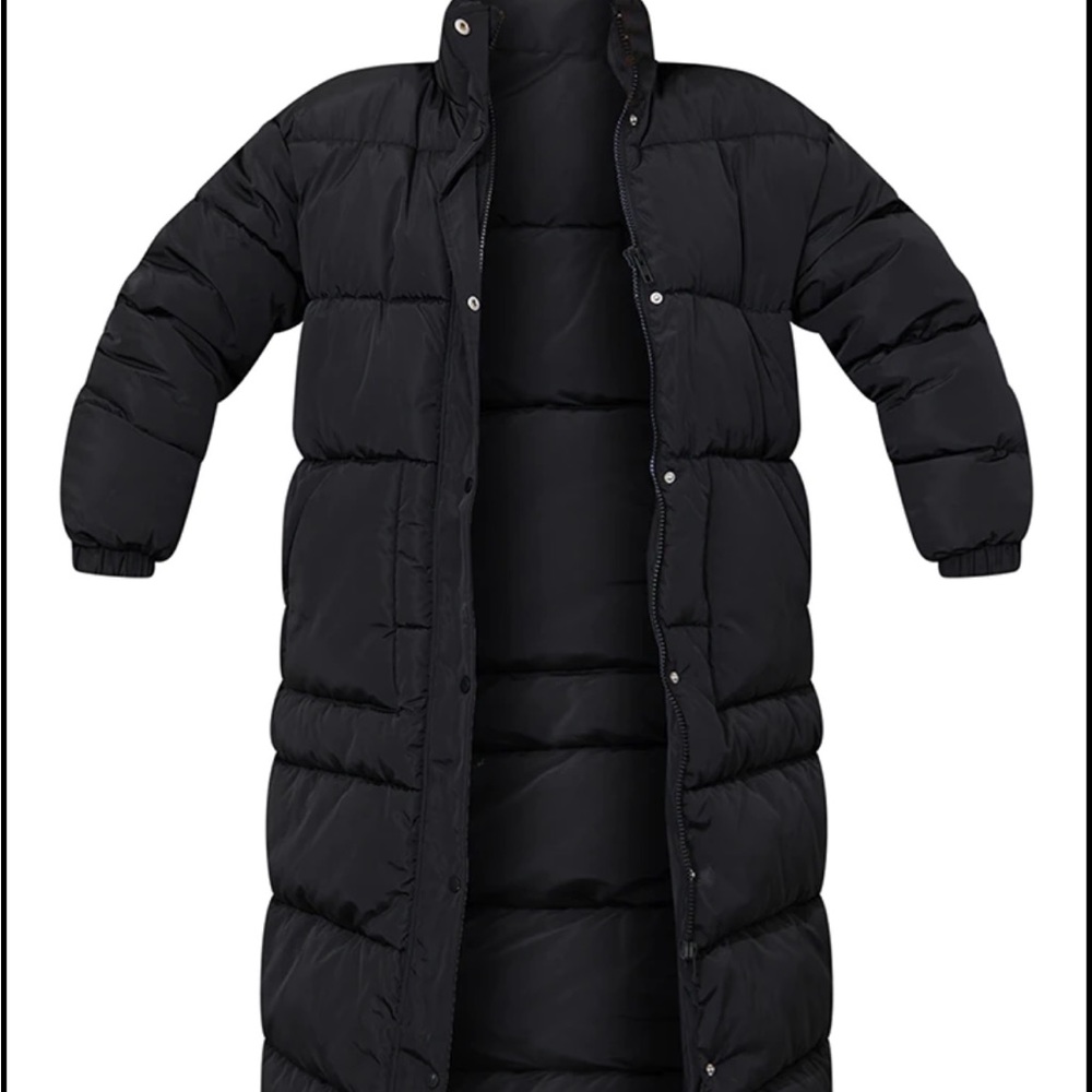PLT Tall Black Long Puffer Coat Size 6 🍁❄️ - Picture 5 of 5